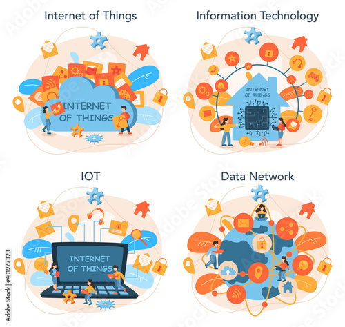 Internet of things set. Idea of cloud, technology and home.
