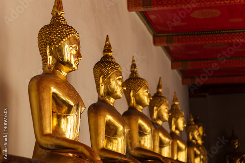 Buddha Statues in temple in Bangkok  Thailand