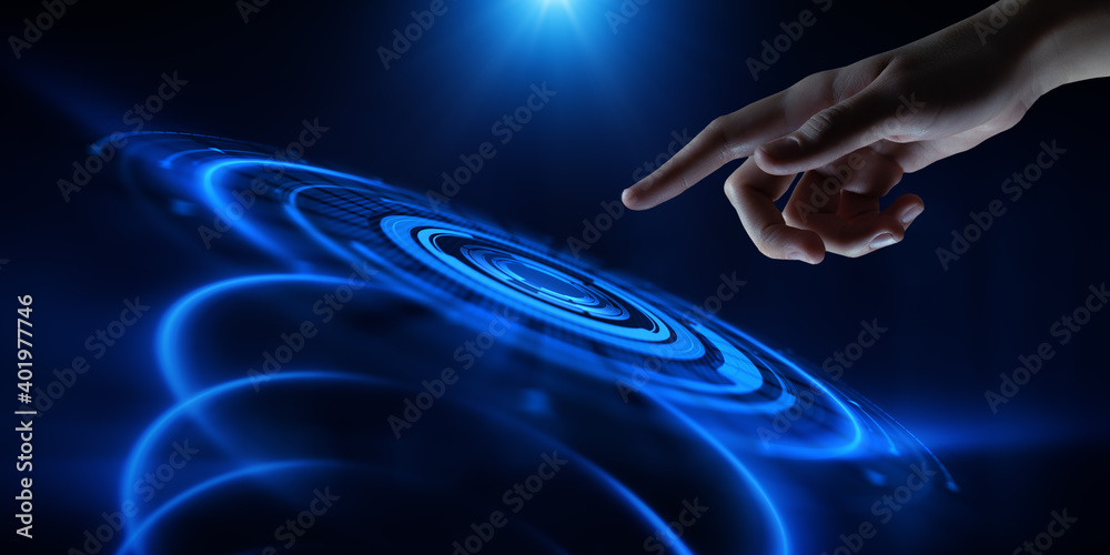 © Murrstock - Human hand pressing on virtual digital screen