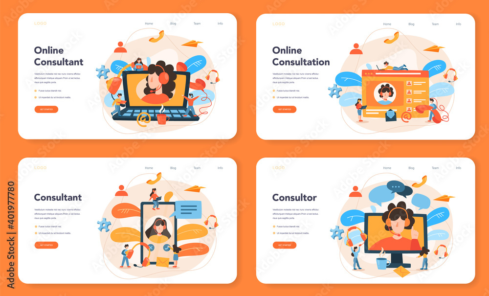 Professional consulting web banner or landing page set. Research Professional consulting web banner or landing page set. Research