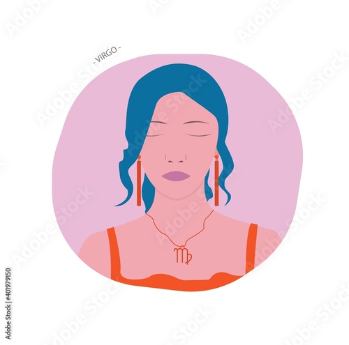 Zodiac sign portrait character of Virgo.