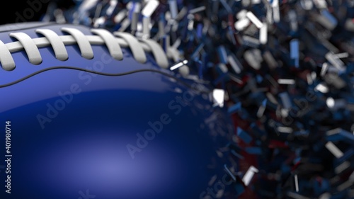 American Football Ball with Particles. 3D illustration. 3D high quality rendering. 3D CG.