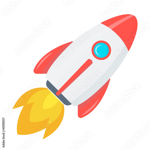 Fototapeta Naklejka Na Ścianę i Meble -  Flying rocket, space start flight, creativity project symbol
