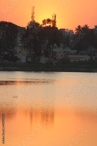 sunset over the river