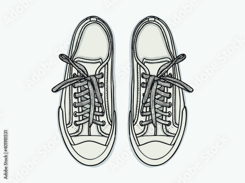 Black and white sneakers set
Vector Line Art canvas Shoes. Hand drawn shoes doodle. on white background