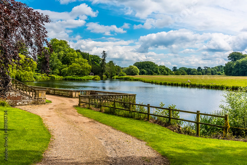 A view down the River Avon at Stoneleigh, UK in the summertime photo