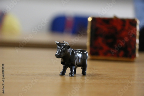 Single bull figurine on the table