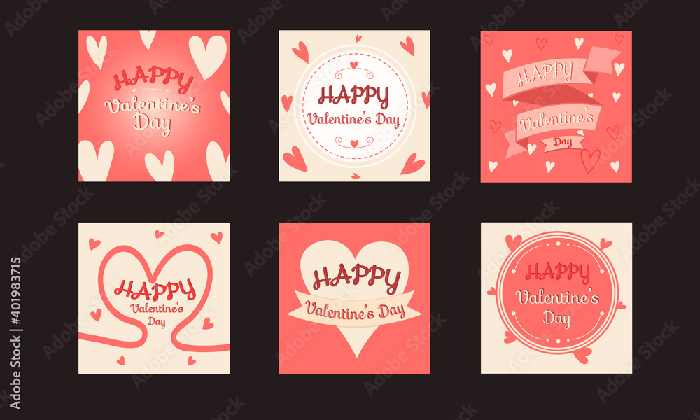 Valentines day for Social Media post collection with pink heart. Valentines day for Social Media post collection with pink heart.