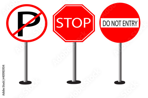 Set of prohibited traffic signs illustrations