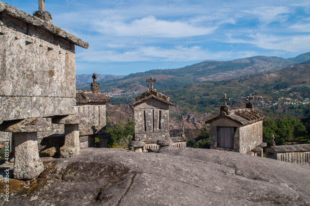 Old typical granite granary near Soajo, in the north of Portugal. Old typical granite granary near Soajo, in the north of Portugal.
