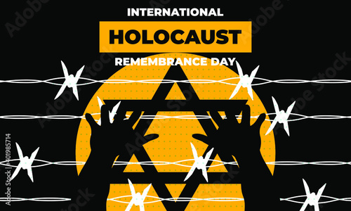 International Holocaust Remembrance Day is an international memorial day on 27 January commemorating the tragedy of the Holocaust that occurred during the Second World War. Star of David. Vector EPS10