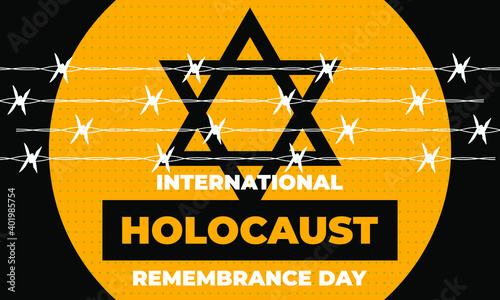 International Holocaust Remembrance Day is an international memorial day on 27 January commemorating the tragedy of the Holocaust that occurred during the Second World War. Star of David. Vector EPS10