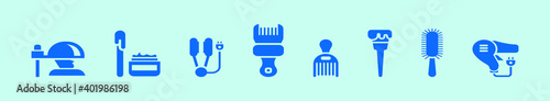 set of barber tools cartoon icon design template with various models. vector illustration isolated on blue background