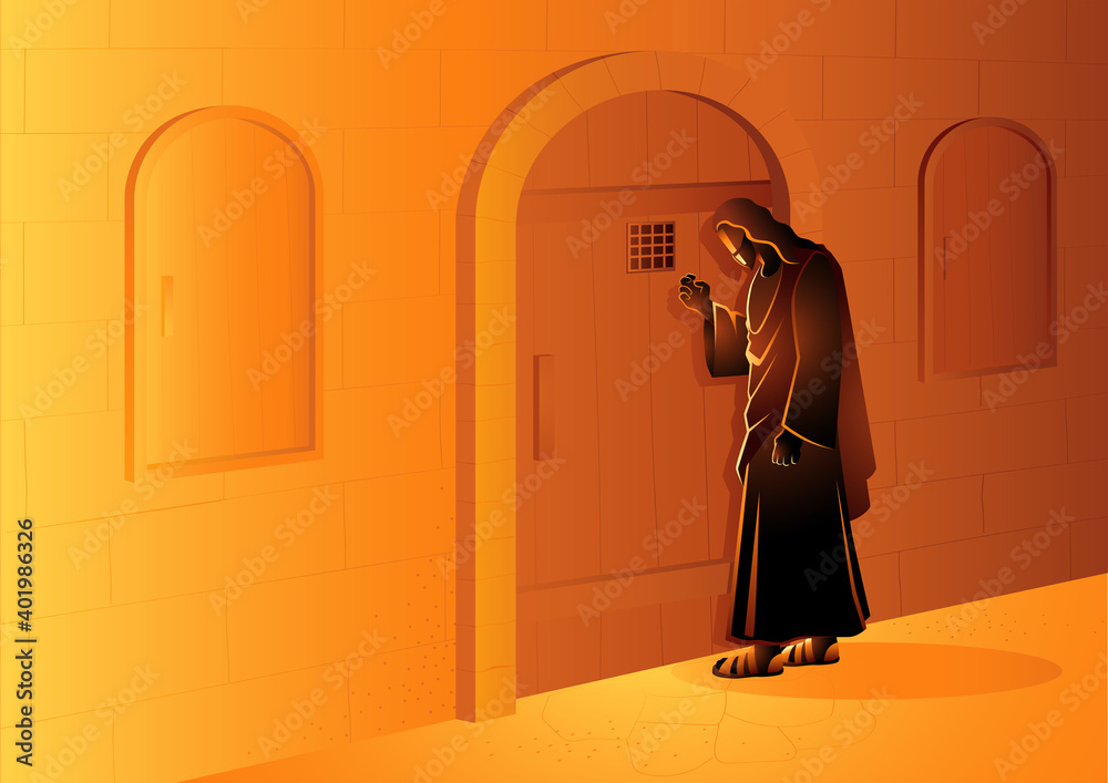 Jesus Knocking on the Door - obrazy, fototapety, plakaty 