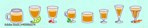 set of sangria cartoon icon design template with various models. vector illustration isolated on blue background