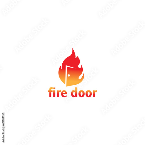 fire door logo color illustration design vector