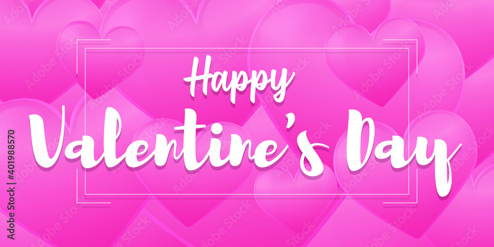 Happy Valentine's Day Card Abstract Banner Template. Background Love Holidays. Vector Horizontal Design.