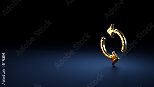 3d rendering symbol of load wrapped in gold foil on dark blue background