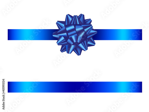 blue ribbon with bow