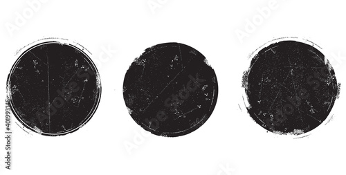 Circle grunge stamp set. Round vector isolated on white background. Black stamp vector. Collection for grunge badge, seal, ink and stamp design template. Round stamp. Grunge circle shape, vector