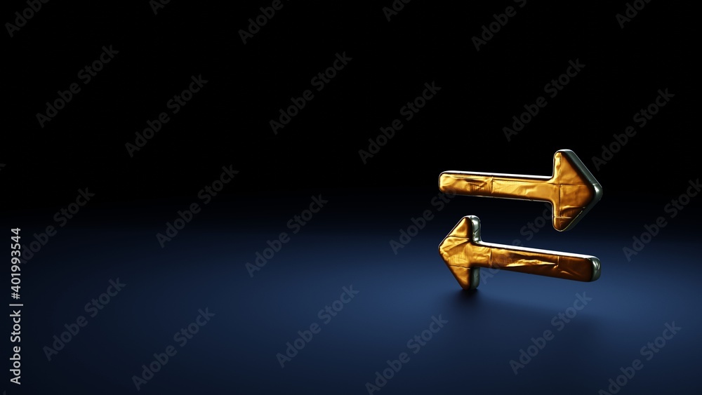 3d rendering symbol of exchange alt wrapped in gold foil on dark blue background 3d rendering symbol of exchange alt wrapped in gold foil on dark blue background