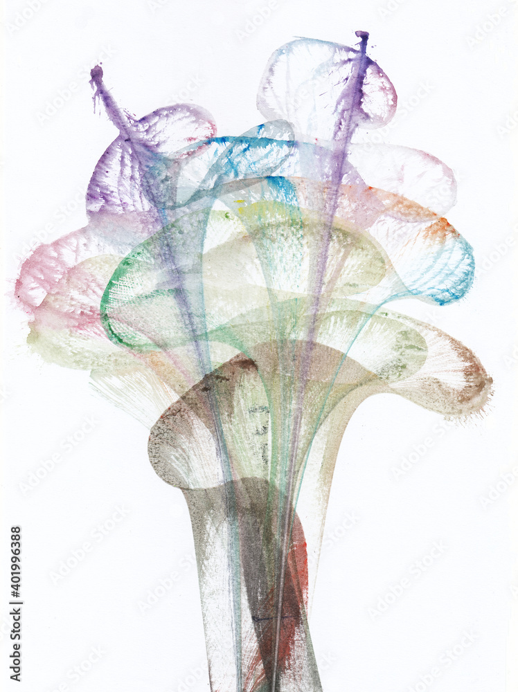 Obraz premium Art abstract flowers .Hand watercolor painting on paper.