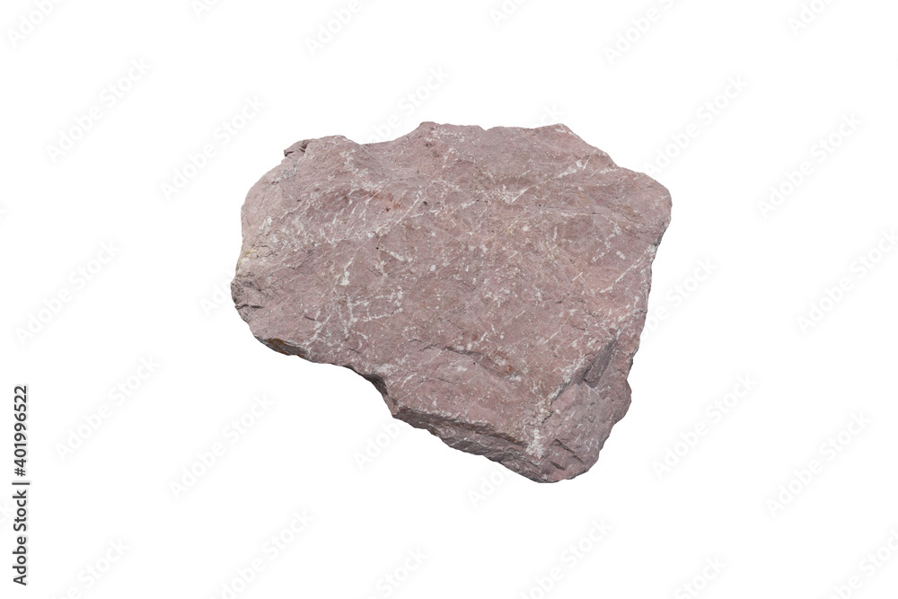 red limestone rock with quartz vein stone isolated on white background. red limestone rock with quartz vein stone isolated on white background.