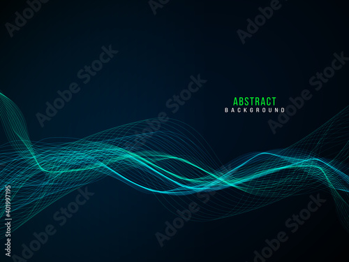 Dark abstract background with flowing abstract blue waves