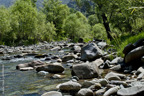 Very beautiful view of the river flowing through the mountains