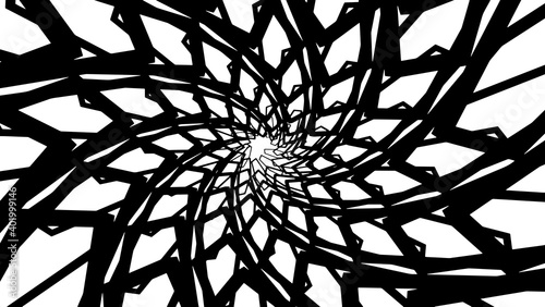Abstract background, black and white spiral whirl, fractal like design, interesting vector illustration.