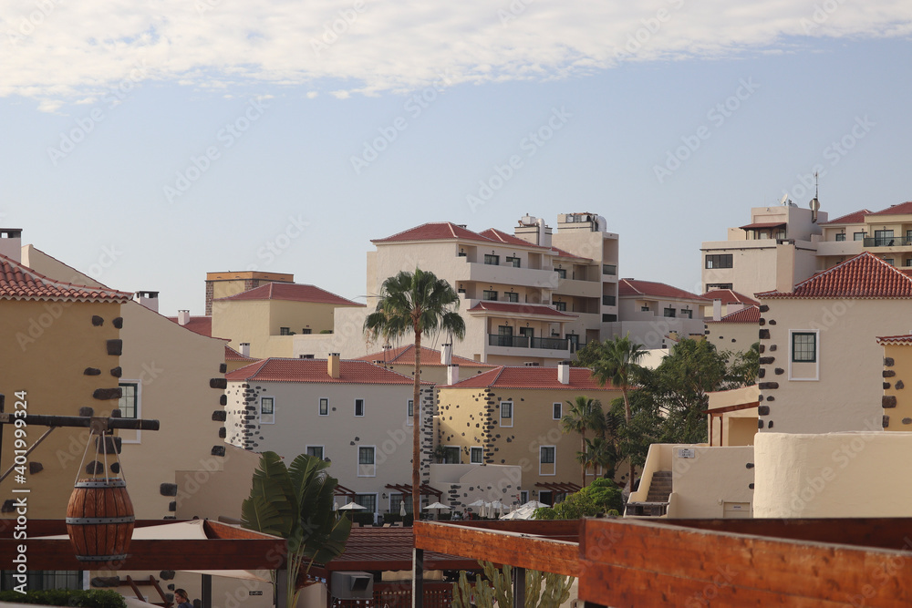 Street view over the hotels and resorts of Costa Adeje in Tenerife
