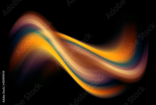 Abstract background 3D, dynamic blurry wave orange and blue technology illustration.