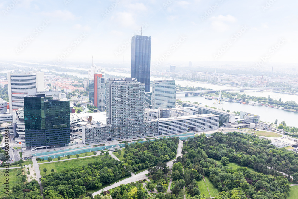 View on business centre and UNO city in Vienna