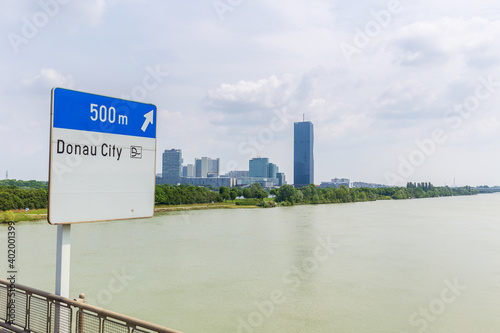 View on business centre in Vienna from the bridge photo