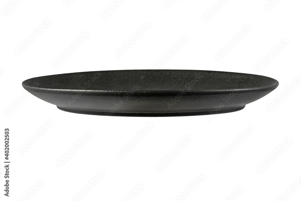 empty ceramic black round plate isolated on white background empty ceramic black round plate isolated on white background