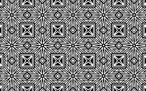 Geometric ethnic texture. Indian background from a pattern of lines, squares for coloring book, wallpaper. Abstract black white template.