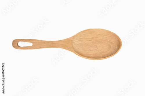 Large wooden spoon isolated on white background