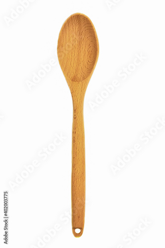 New wooden spoon isolated on white background