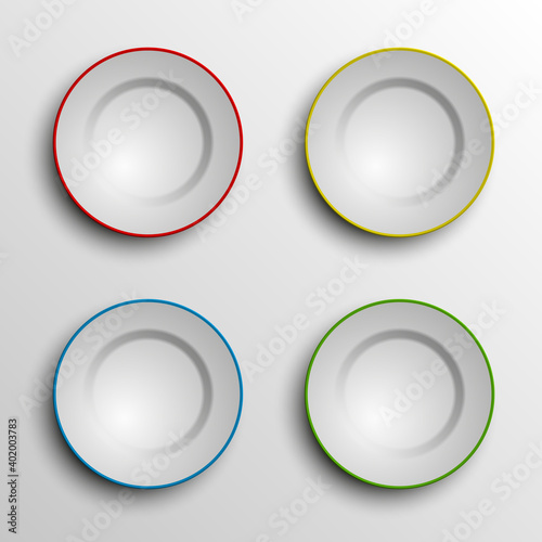 plate, spoon and fork isolated on napkin background illustration