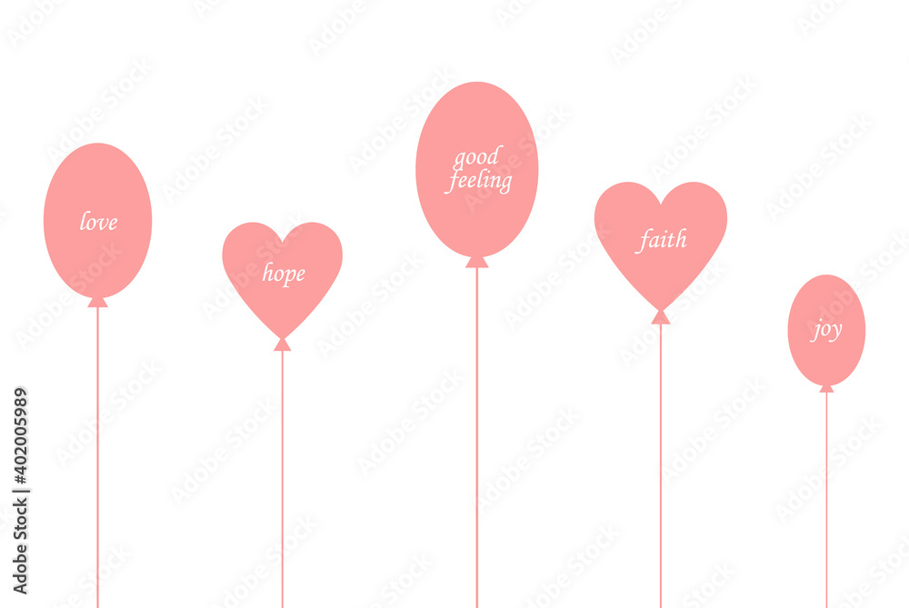 Beautiful banner with pink balloons, Happy Valentine's day, cute design, art, decorative, love card, vector illustration