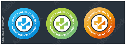 dermatologically tested vector stamp with cross mark and tick 