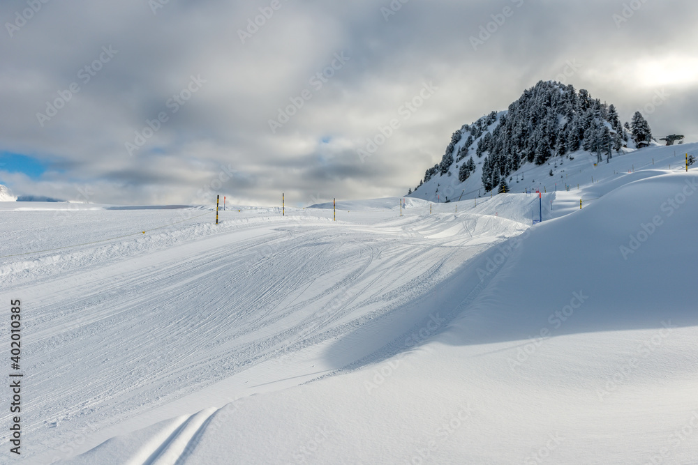 empty ski slope in switzerland
