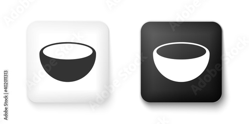 Black and white Bowl icon isolated on white background. Square button. Vector.