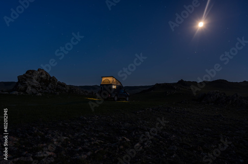 Camper Night Mongolia Steppe