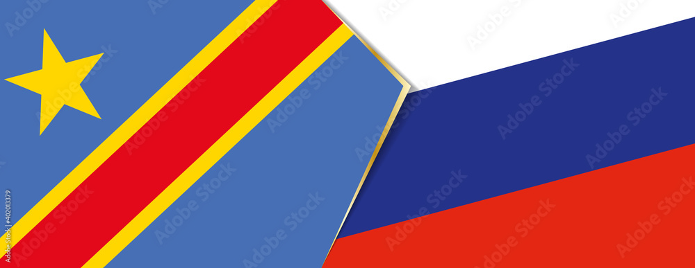 Democratic Republic of the Congo and Russia flags, two vector flags. Democratic Republic of the Congo and Russia flags, two vector flags.