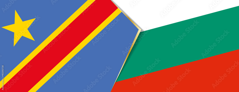 Democratic Republic of the Congo and Bulgaria flags, two vector flags. Democratic Republic of the Congo and Bulgaria flags, two vector flags.