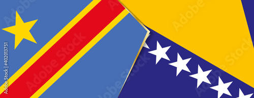 Democratic Republic of the Congo and Bosnia and Herzegovina flags  two vector flags.