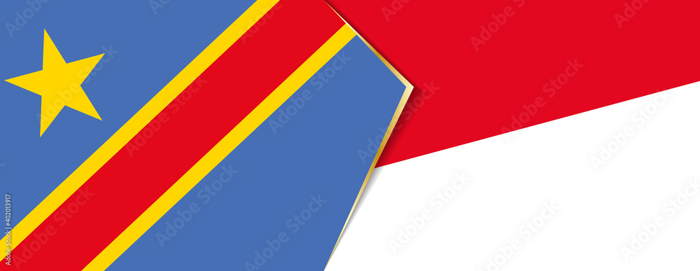 Democratic Republic of the Congo and Monaco flags, two vector flags. Democratic Republic of the Congo and Monaco flags, two vector flags.