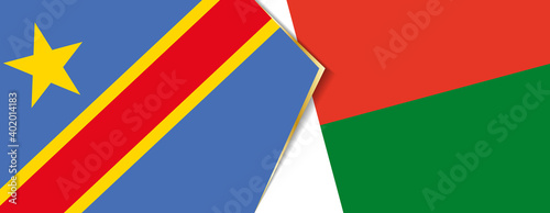 Democratic Republic of the Congo and Madagascar flags  two vector flags.