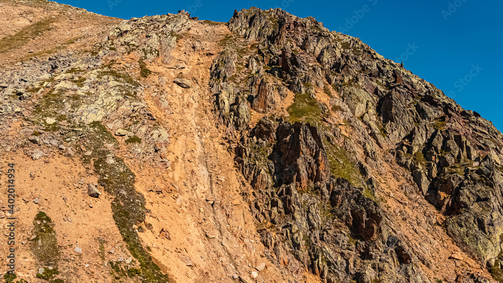 Beautiful alpine summer view at the famous Gaislachkogel summit, Soelden, Oetztal, Tyrol, Austria